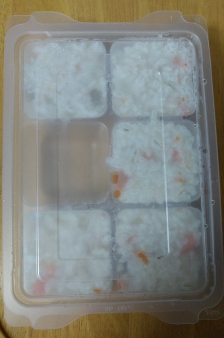 第三子にして、初フリージング離乳食に挑戦おかゆなのだが、つい余り物の野菜を混入考えてみれば最近普通の白ごはんを味噌汁に混 第三子にして、初フリージング離乳食に挑戦おかゆなのだが、つい余り物の野菜を混入考えてみれば最近普通の白ごはんを味噌汁に混