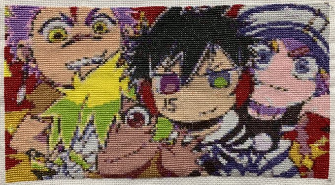 クロスステッチ刺繍完成~♪はじめちゃん居ないと寂しいな…(′・ω・`)#ナンバカ クロスステッチ刺繍完成~♪はじめちゃん居ないと寂しいな…(′・ω・`)#ナンバカ