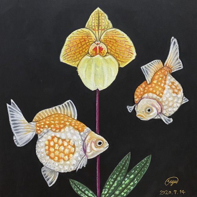 #さかなの日 にピンポンパールと蘭の作品をお迎えいただきました!ありがとうございます♪#金魚 #魚 #オイルパステル # #さかなの日 にピンポンパールと蘭の作品をお迎えいただきました!ありがとうございます♪#金魚 #魚 #オイルパステル #