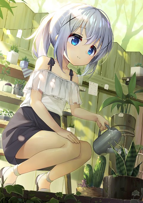 「早く大きくなれ、大きくなれ~ ♪ 」花を育ているチノちゃん。#ごちうさ 「早く大きくなれ、大きくなれ~ ♪ 」花を育ているチノちゃん。#ごちうさ