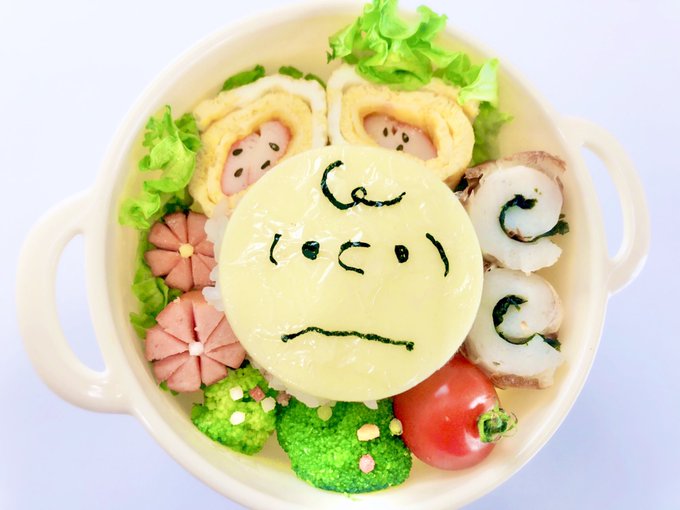 チャーリーブラウン弁当🍱🌟カニカマ卵焼き🌟竹輪海苔巻き🌟ブロッコリー🌟ウィンナー🌟プチトマト🌟たらこごはんチーズのせ#お チャーリーブラウン弁当🍱🌟カニカマ卵焼き🌟竹輪海苔巻き🌟ブロッコリー🌟ウィンナー🌟プチトマト🌟たらこごはんチーズのせ#お