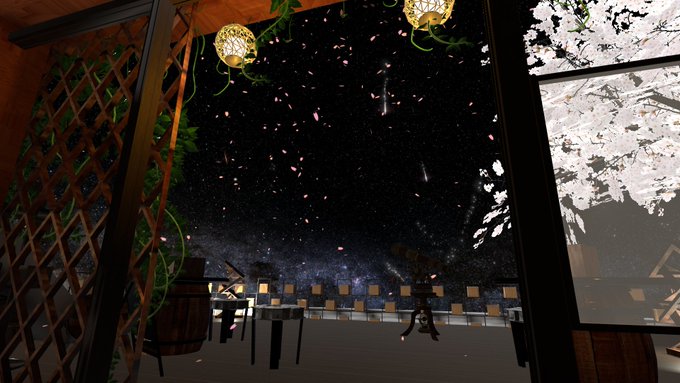 ☆自作ワールド:流星と桜の降る喫茶店 CAFE CHARLOTTE …窓の外をみると、舞い落ちる桜と降り注ぐ流星、天の川 ☆自作ワールド:流星と桜の降る喫茶店 CAFE CHARLOTTE …窓の外をみると、舞い落ちる桜と降り注ぐ流星、天の川