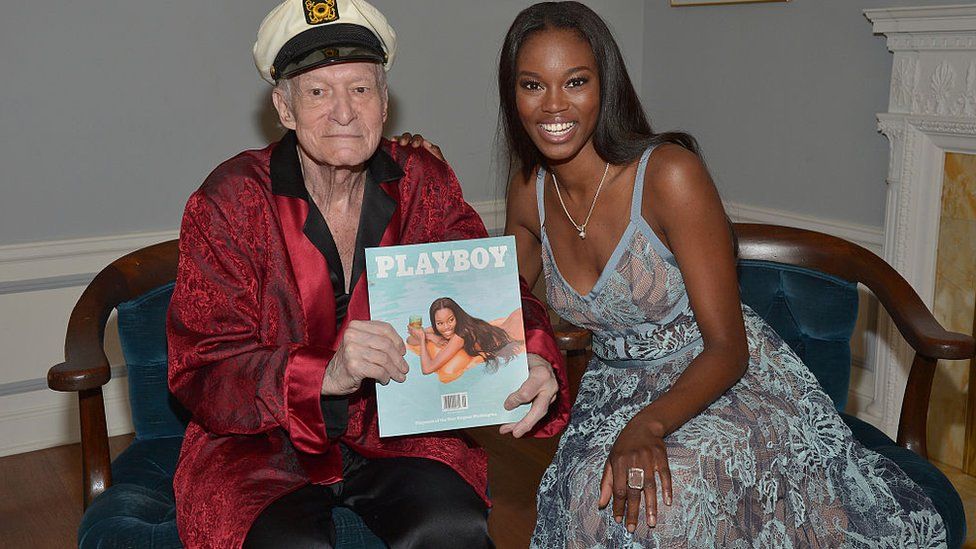 May 6, 2016 - Hef with 2016 Playmate of the Year Eugena Washington at the Playboy mansion. 
#ScrapbookSaturday 