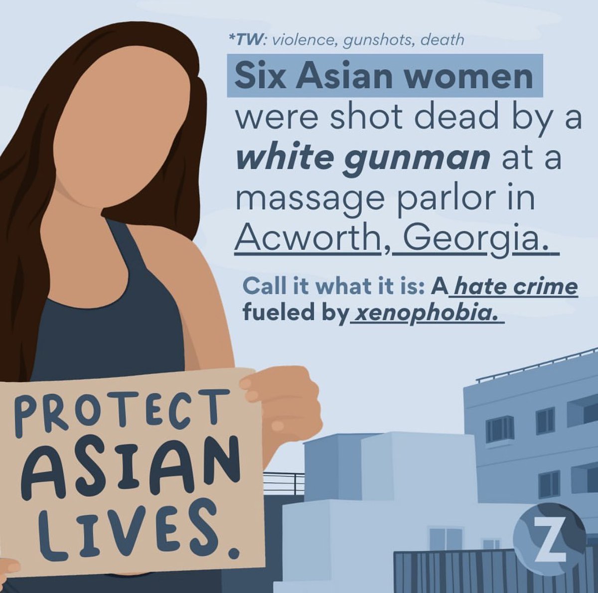 We must work together to #StopAsianHate. Click through to see how to support. Graphic by Zenerations. 