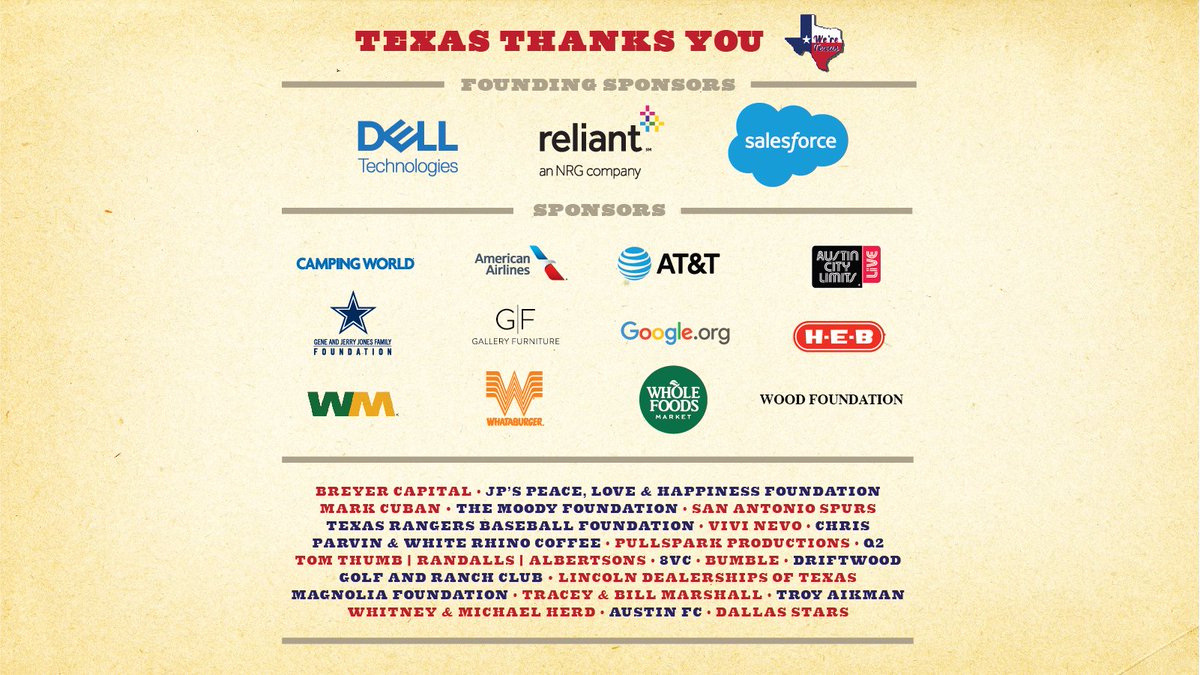 Texas Thanks You #WereTexas 
 to watch, donate and just keep livin 