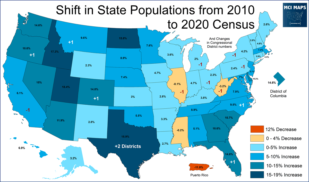 2020 Census results r/USElectionMaps