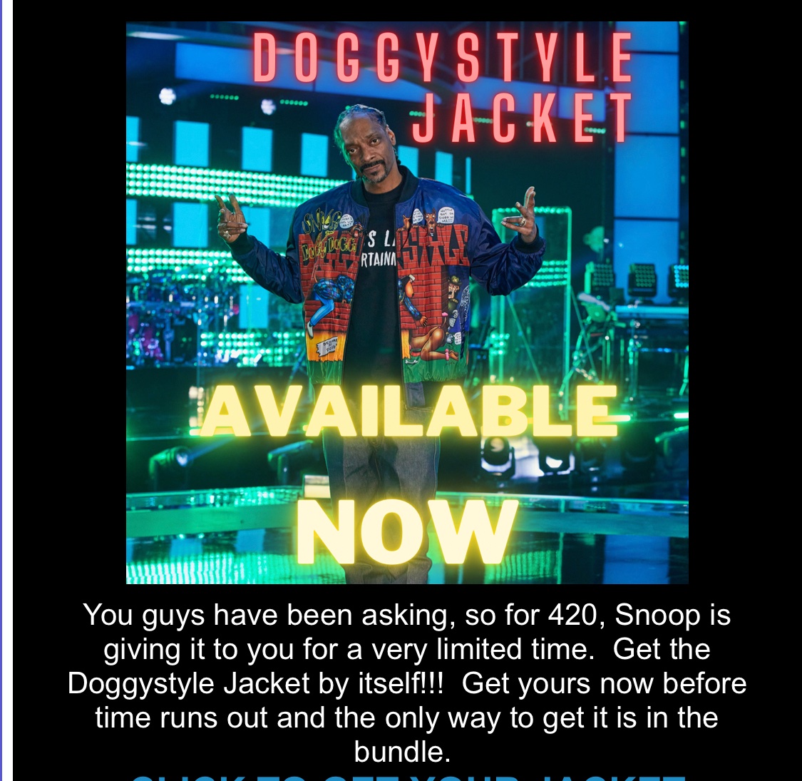 VISIT  to buy the Doggystyle Jacket by itself 