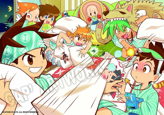 「カプコンヒーローズカレンダー 2012」用に描きました。少年のわちゃわちゃしたイラストは珍しい気がします。発売がもう少 「カプコンヒーローズカレンダー 2012」用に描きました。少年のわちゃわちゃしたイラストは珍しい気がします。発売がもう少