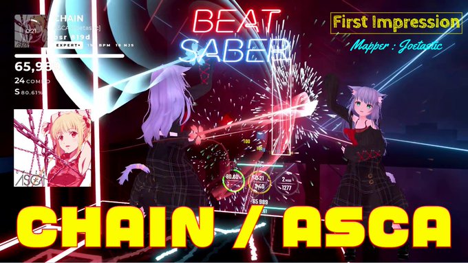ビーセイ初見/初斬りでーす。今回はTVアニメ「ダーウィンズゲーム」OPテーマ「ASCA」さんの『CHAIN』です。音有り ビーセイ初見/初斬りでーす。今回はTVアニメ「ダーウィンズゲーム」OPテーマ「ASCA」さんの『CHAIN』です。音有り