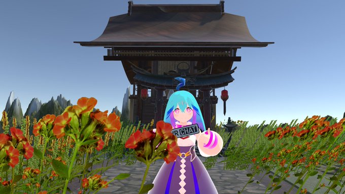 #vrchat①自作のワールド花と地形と風を足した②③④アキバと書かれたワールドだったのでいったら普通にアキバズトリップ #vrchat①自作のワールド花と地形と風を足した②③④アキバと書かれたワールドだったのでいったら普通にアキバズトリップ