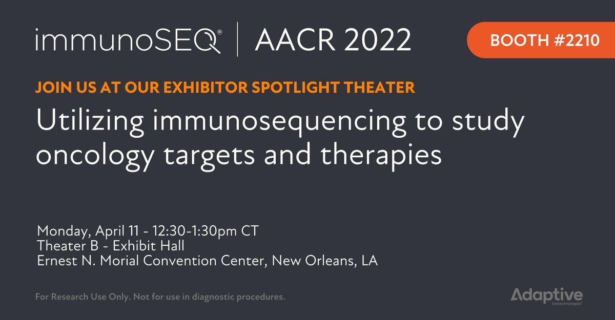 test Twitter Media - Adaptive is hosting a symposium at #AACR22 with presentations on how the immunoSEQ Technology is uniquely suited to help answer questions related to immuno-oncology. Visit us at Booth 2210. https://t.co/bP5D9yjrxa  

For Research Use Only. Not for use in diagnostic procedures. https://t.co/jHsJ1jUQgb