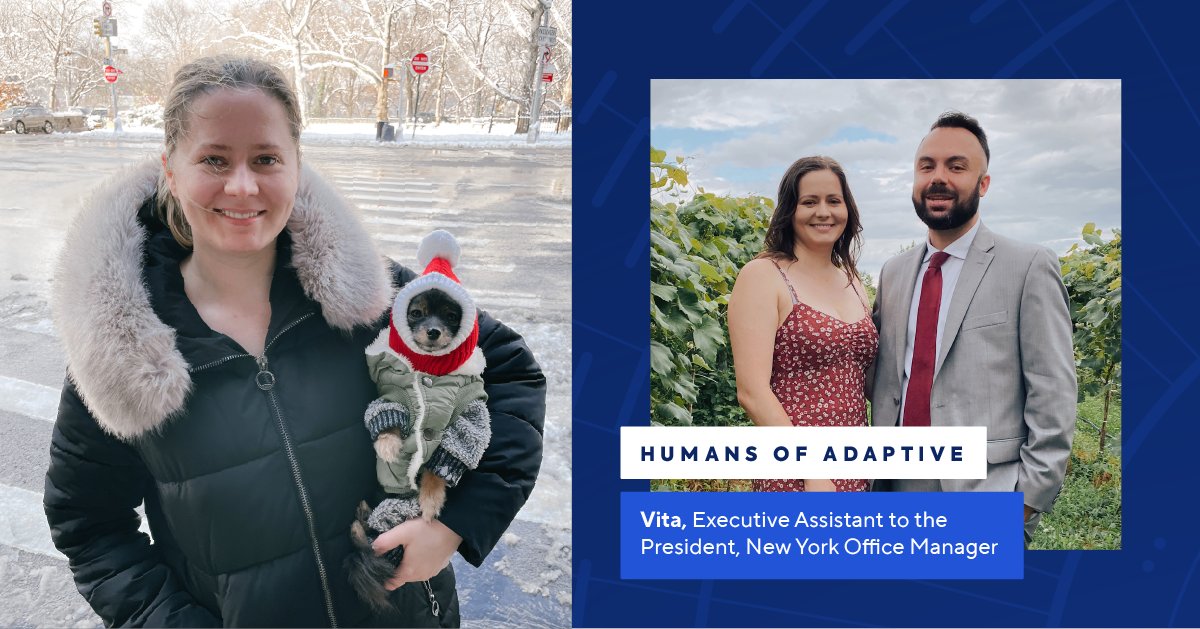 test Twitter Media - Meet Vita! Originally from Ukraine, she’s an Executive Assistant to the President and Manager of our NYC Office. Fun facts: she’s bilingual and when she isn’t working, she unwinds by reading and going on walks with her dog. #HumansOfAdaptive https://t.co/RZVnvcbDtR