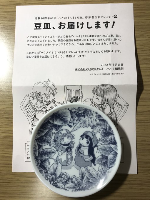 今日はハクメイとミコチの豆皿が届きました٩( 'ω' )و 今日はハクメイとミコチの豆皿が届きました٩( 'ω' )و