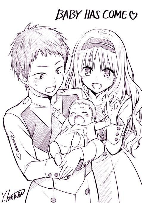 先日、我が家に新しい家族が加わりました✨元気な男の子…感無量です😊というわけで漫画版ダリフラで描く機会がなかったミツル& 先日、我が家に新しい家族が加わりました✨元気な男の子…感無量です😊というわけで漫画版ダリフラで描く機会がなかったミツル&
