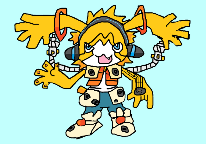 #アプモンミュージモンシルエットから描いて、それから線を引くという描き方にしたら、形がまとまって少し楽に描けたアプモンの #アプモンミュージモンシルエットから描いて、それから線を引くという描き方にしたら、形がまとまって少し楽に描けたアプモンの