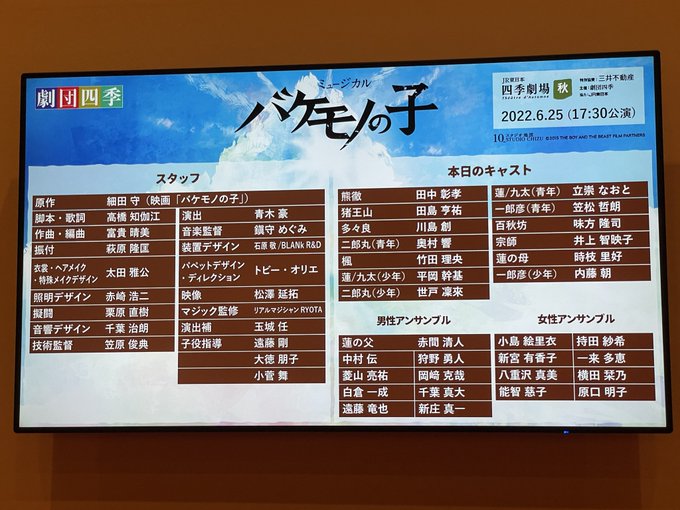 2022/6/25(土)バケモノの子 S 2022/6/25(土)バケモノの子 S
