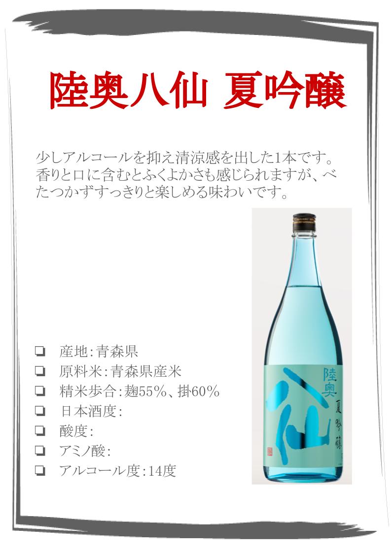 test ツイッターメディア - 町の居酒屋西菜です
季節限定酒　「陸奥八仙　夏吟醸」
入荷しました。🍶🙆‍♂️
#日本酒 https://t.co/AYwtuDMxKd