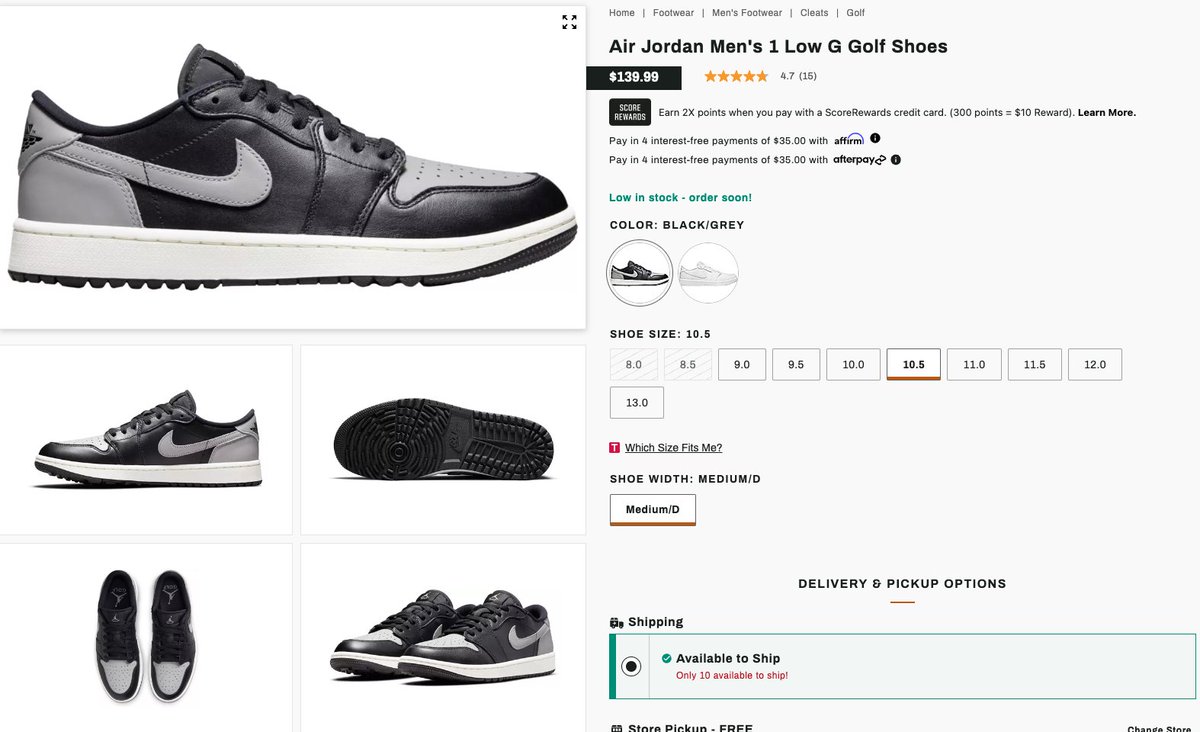RT @SOLELINKS: Ad: RESTOCK Air Jordan 1 Low Golf 'Shadow' =>...