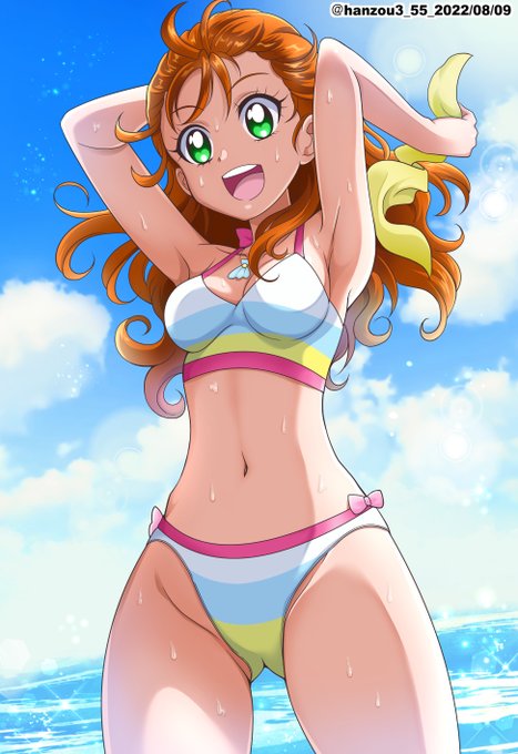 暑いので、水着のまなつちゃんを描いてみました☆#precure 暑いので、水着のまなつちゃんを描いてみました☆#precure