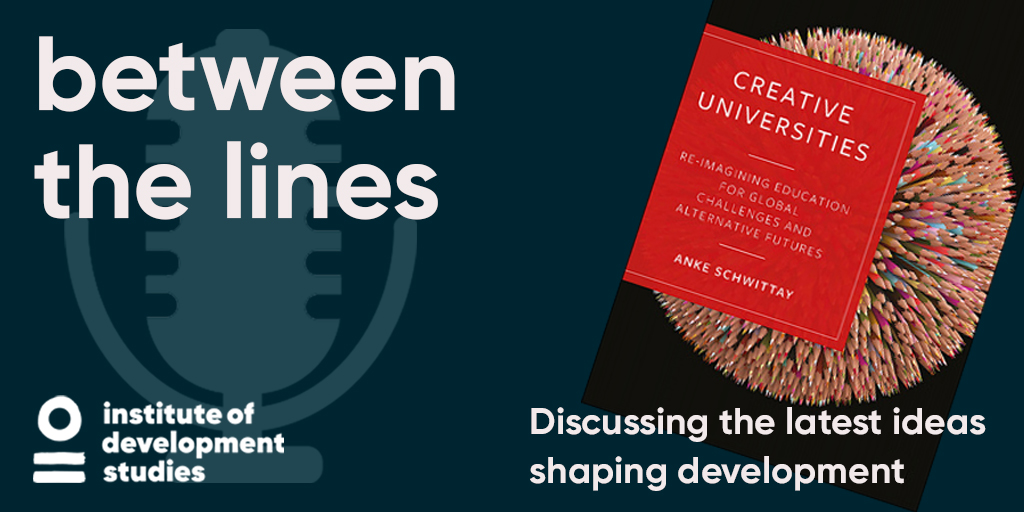 Twitter image for In this episode of the Between the Lines #podcast @ptaylor_ottawa interviews @DrAnkeSchwittay about her book Creative Universities: Reimagining Education for Global Challenges and Alternative Futures.

Listen at: 🎙️ https://t.co/pE6C6bWiSl

@BrisUniPress #Education #Universities https://t.co/AQLUBu4QKM