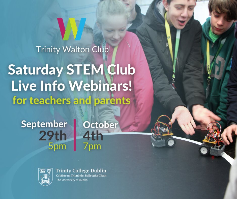 RT @TCD_WaltonClub: Want to find out if our Saturday STEM Club is the right fit for your child/student?

Then join us this week for our par…