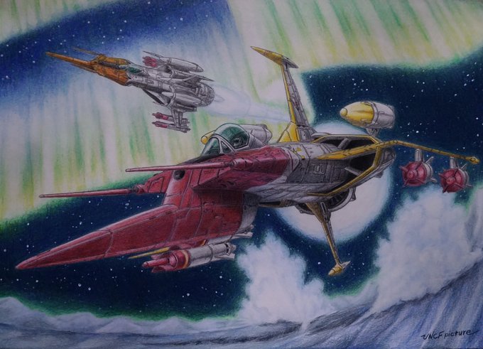 コスモゼロ α1 α2#宇宙戦艦ヤマト2199#三等宙尉のイラスト #色鉛筆 
