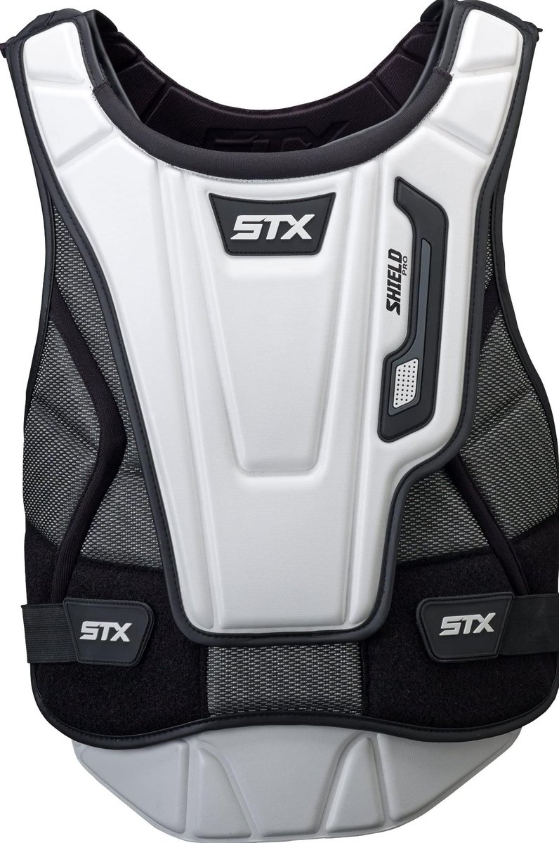 Lacrosse Goalie 35 STX Lacrosse Shield Pro goalie Chest Protector, White/Black, Medium I33ZJYW...
