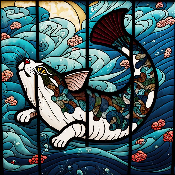 猫ステンドグラス 変猫 サバ 1Cat stained glass strange cat mackerel 1#猫#変 猫ステンドグラス 変猫 サバ 1Cat stained glass strange cat mackerel 1#猫#変