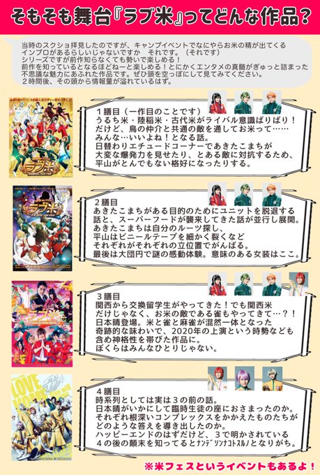 RICE on STAGE 「ラブ米」を味わえる場所まとめ 1/14現在 ステフェス配信が終わり(再配信ヤッター!)大晦 RICE on STAGE 「ラブ米」を味わえる場所まとめ 1/14現在 ステフェス配信が終わり(再配信ヤッター!)大晦