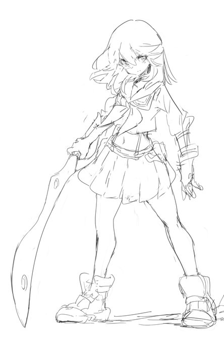 練習で描いたキルラキルの纏流子さん 練習で描いたキルラキルの纏流子さん