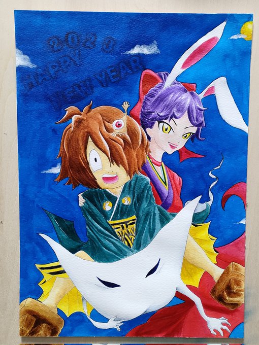 今さらの年賀状鬼太郎 猫娘#イラスト #イラスト好きな人と繋がりたい #冬の創作クラスタフォロー祭り #illust # 今さらの年賀状鬼太郎 猫娘#イラスト #イラスト好きな人と繋がりたい #冬の創作クラスタフォロー祭り #illust #