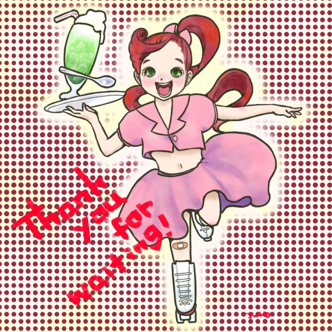 クリームソーダお待ちー!おはよーございます!古き良きアメリカンダイナーに憧れています!#イラスト#ダイナー クリームソーダお待ちー!おはよーございます!古き良きアメリカンダイナーに憧れています!#イラスト#ダイナー