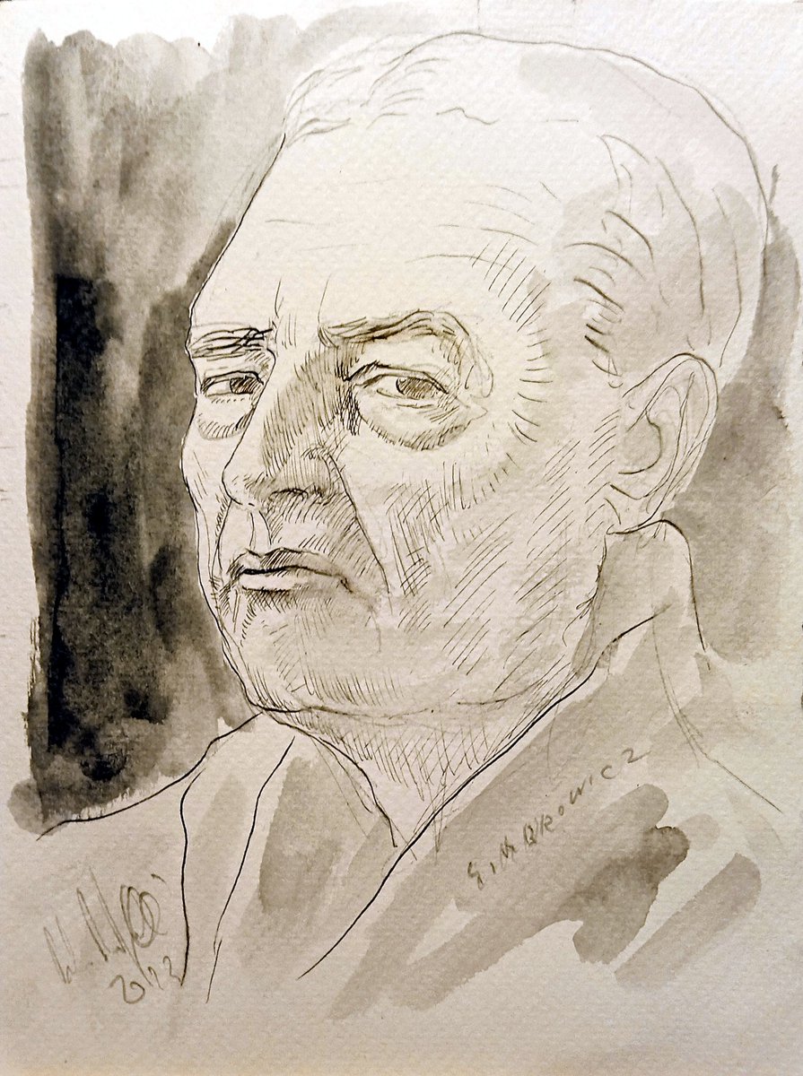 Witold #Gombrowicz, ink portrait