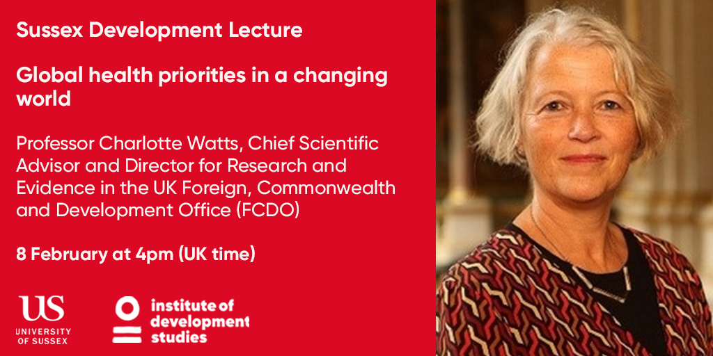 Twitter image for Starting in 1️⃣ hour 

'Global health priorities in a changing world' with FCDO Chief Scientific Advisor, Professor Charlotte Watts

Register now 👇

https://t.co/KKkcvEr4aZ https://t.co/MC5X0tWVjX