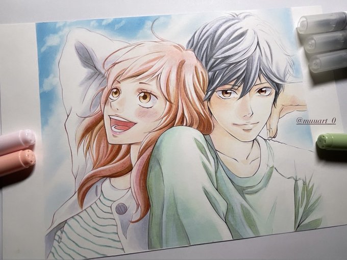 "吉岡双葉×馬渕洸"コピックと色鉛筆で描きました🍃#アオハライド #aoharuride #模写 #吉岡双葉 #馬渕洸 "吉岡双葉×馬渕洸"コピックと色鉛筆で描きました🍃#アオハライド #aoharuride #模写 #吉岡双葉 #馬渕洸