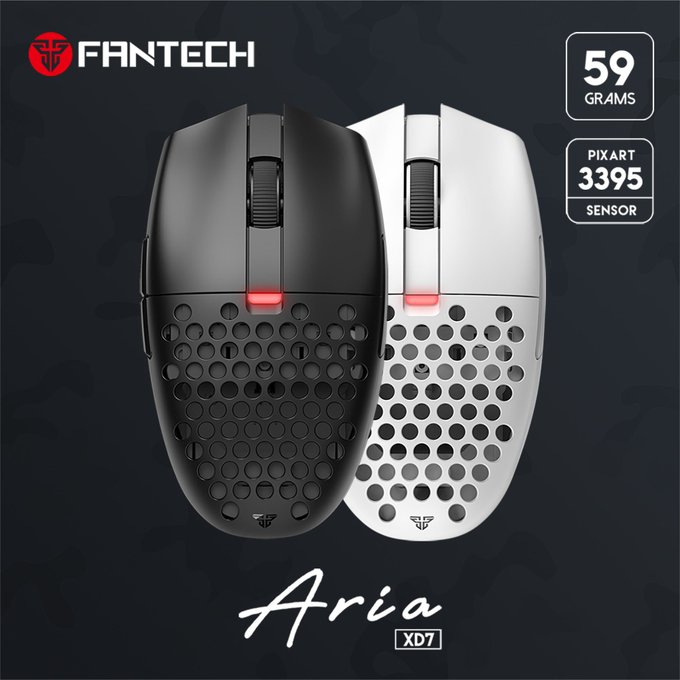次は新商品情報です。Fantech Aria XD7 本日発売です！根強いファンの多い卵型形状で超軽量59gのワイヤレス