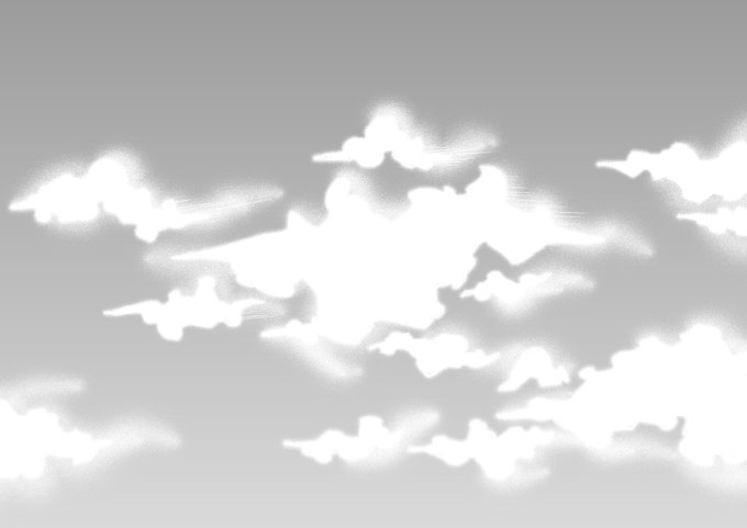 なんとか自分に合う雲の描き方を探し続けて、七つの大罪のように簡単に雲の形を作るのが良いと考えた。まあそれっぽくなったか。 なんとか自分に合う雲の描き方を探し続けて、七つの大罪のように簡単に雲の形を作るのが良いと考えた。まあそれっぽくなったか。