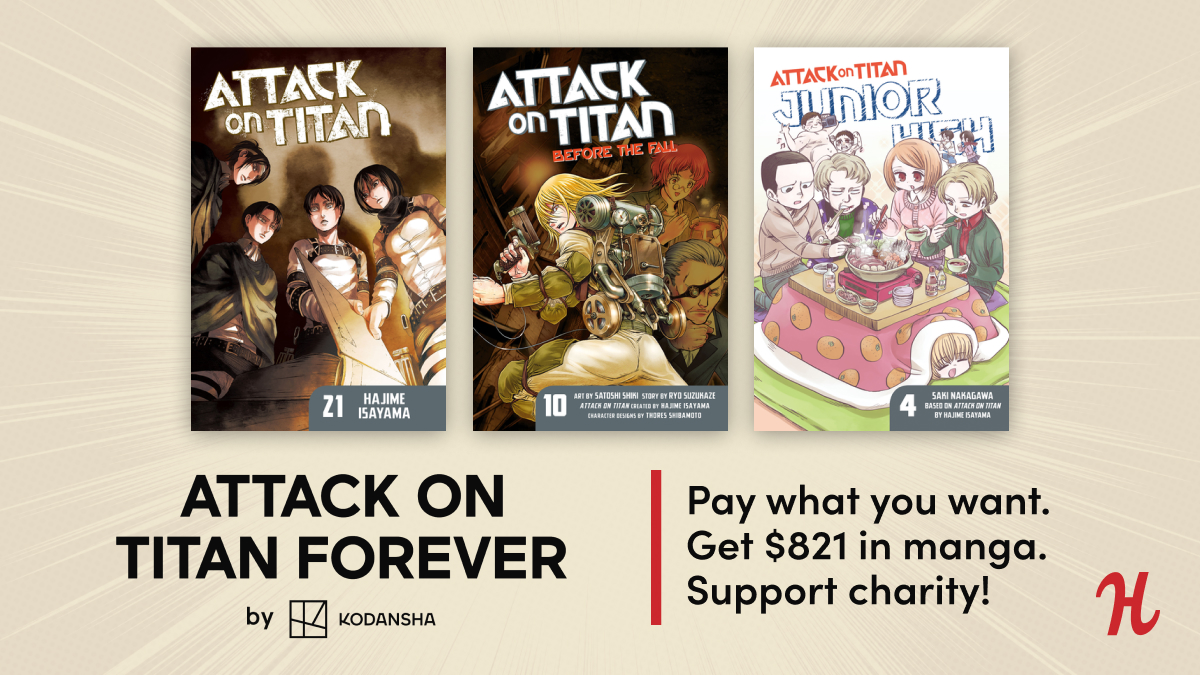 Consume our colossal new Attack on Titan manga bundle!
Get all 34 volumes of the hit KodanshaManga ...