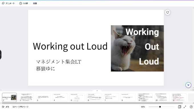 Working out LoudのLTが出来た。今週末のLT会までに、ここからブラッシュアップしていこうと考えている。 