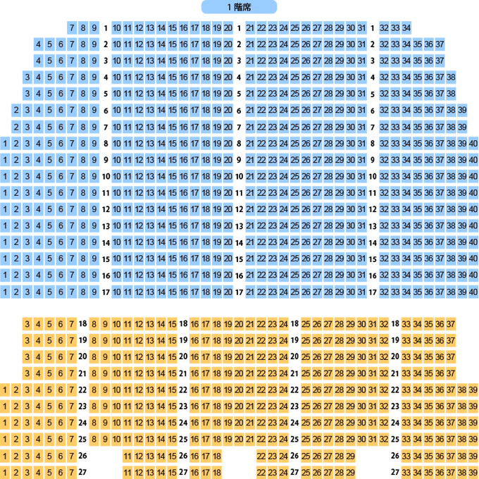 【ORANGE RANGE】本日3/25公演の座席表をチェック　仙台電力ホール（ホール/1,000人）#座席表 