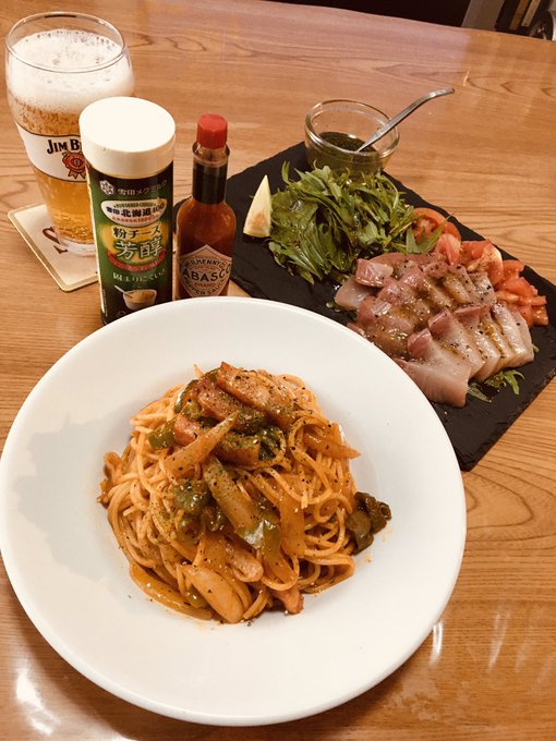 本日のパスタセットはゲーアノートさんのナポリタン&ぶりのカルパッチョだ!これは…生命、宇宙、すべての答え───# 本日のパスタセットはゲーアノートさんのナポリタン&ぶりのカルパッチョだ!これは…生命、宇宙、すべての答え───#
