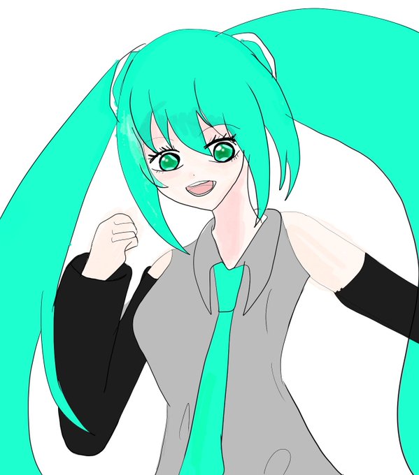 3ヶ月上達法 1日目 尊敬するヤマコ先生の絵柄で初音ミクを描いてみました！#初音ミクイラスト #HoneyWorks #