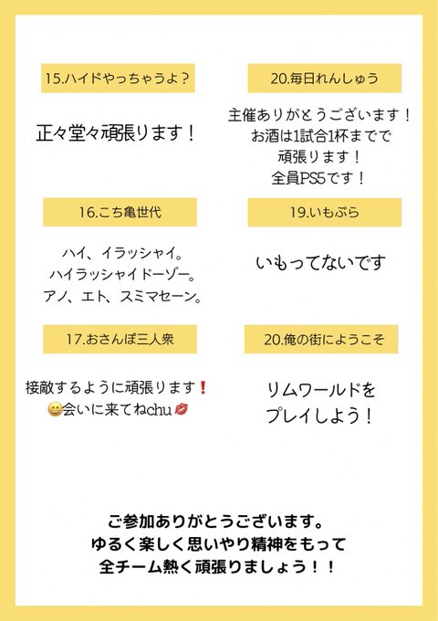 意気込み🗣こち亀世代わいわい楽しみたい、出来れば生き残りたい、あわよくば優勝したい 