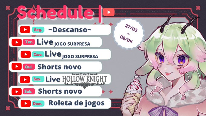 ✧・゚: *✧・゚:*🌠Cronograma!🌠*:・゚✧*:・゚✧27/03~02/03Mais uma semana ✧・゚: *✧・゚:*🌠Cronograma!🌠*:・゚✧*:・゚✧27/03~02/03Mais uma semana