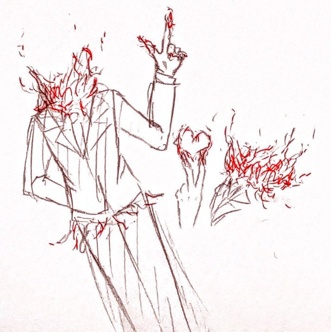 なんか思いついたので描いた人外さんなんか色々燃えてる方です なんか思いついたので描いた人外さんなんか色々燃えてる方です