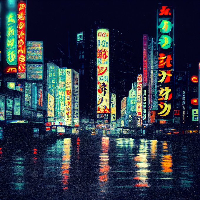 Neon, Tokyo , Rain　完全に攻殻機動隊の世界やん #midjourneyv5 