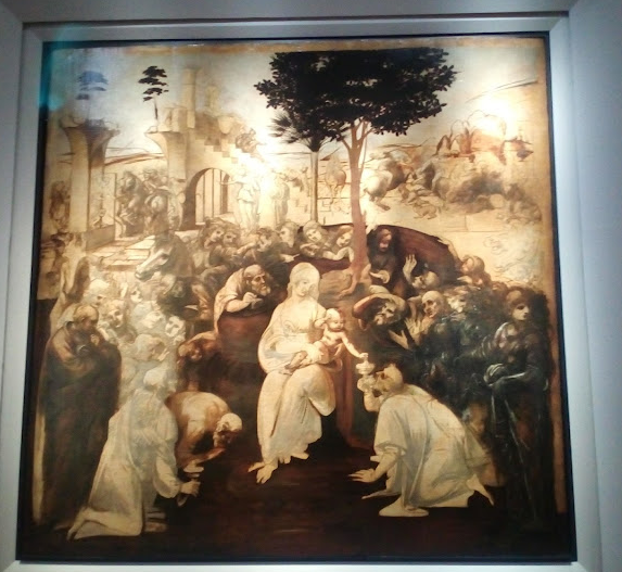 2017年3月30日はフィレンツェにいた。ウフィツィ美術館を見た。修復されたばかりのレオナルドのマギ礼拝図。 