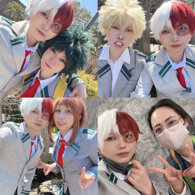 大変遅くなりましたが19日の明石でいつメンとヒロアカ制服併せしてきました〜！！念願😭✨相変わらずいつメン顔も中身もかわい