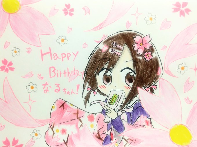 なるちゃん誕生日！もっと桜吹雪感出したかったけどいまいち感じないな・・・んんんんん………#ハナヤマタ#関谷なる生誕祭20