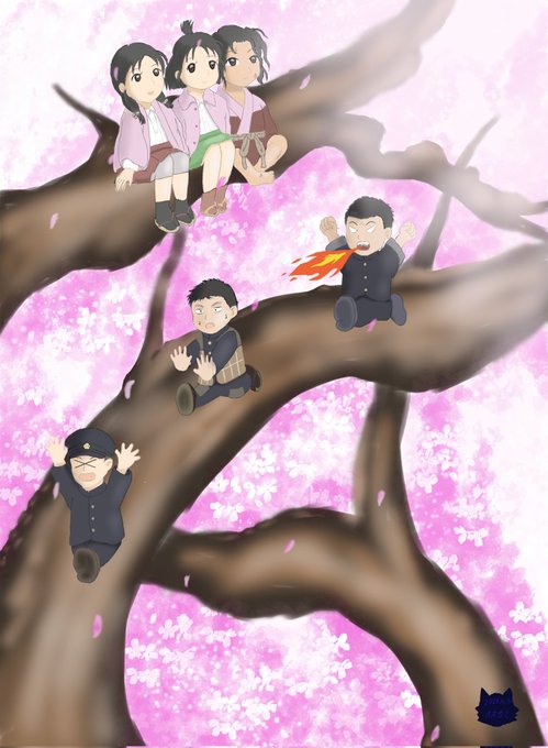 #この世界の片隅に #イラスト#春 このせかのすずちゃんたちが、大きな大きな桜の木で、小人のようになって遊んでいる。そん #この世界の片隅に #イラスト#春 このせかのすずちゃんたちが、大きな大きな桜の木で、小人のようになって遊んでいる。そん